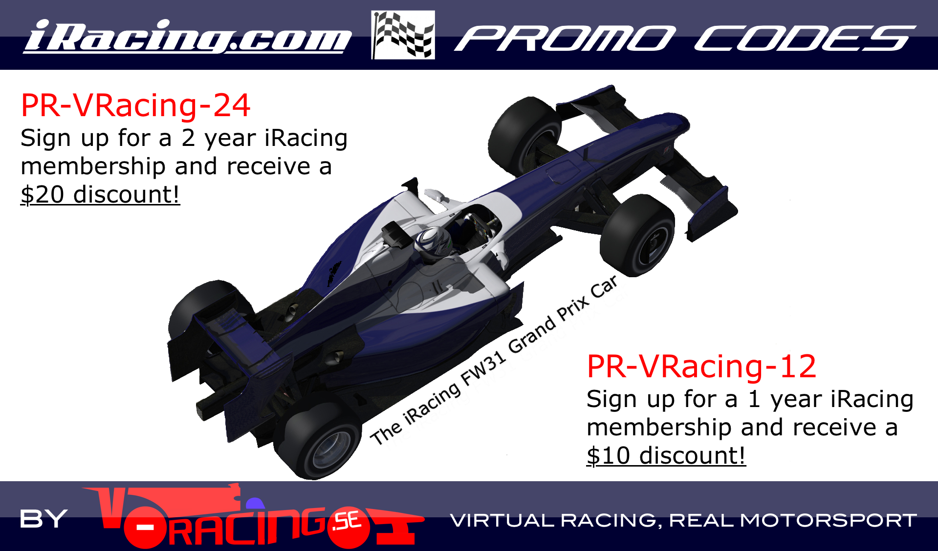 iRacing Promotion Codes by V-Racing.se